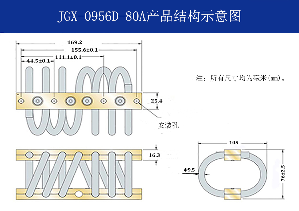 JGX-0956D-80A多應(yīng)用鋼絲繩減震器結(jié)構(gòu)